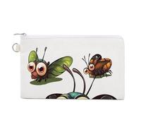 AQRJLPM Cartoon Insect Wallet Canvas Slim Lightweight Wallets Durable Zippered Card Holder for Men Women
