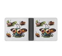 AQRJLPM Cartoon Insect Wallet with Money Clip Leather Bifold Wallet Slim Credit Card Holder Gift for Men