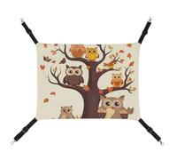 AQRJLPM Cartoon Owl on Tree Pet Hammock with Adjustable Straps and Metal Hooks Hanging Bed Soft Breathable Sleeping Hammock for Cats,Puppy,Rabbits,Small Animals