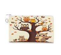 AQRJLPM Cartoon Owl on Tree Wallet Canvas Slim Lightweight Wallets Durable Zippered Card Holder for Men Women