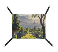 AQRJLPM Cemetery Outside The City Pet Hammock with Adjustable Straps and Metal Hooks Hanging Bed Soft Breathable Sleeping Hammock for Cats,Puppy,Rabbits,Small Animals