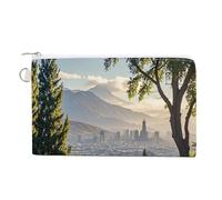 AQRJLPM Cemetery Outside The City Wallet Canvas Slim Lightweight Wallets Durable Zippered Card Holder for Men Women