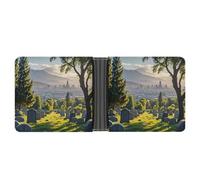 AQRJLPM Cemetery Outside The City Wallet with Money Clip Leather Bifold Wallet Slim Credit Card Holder Gift for Men