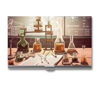 AQRJLPM Chemistry Lab Business Card Holder Business Card Case Pocket Card Holders Metal Slim Name Card Holder Professional Multi Wallet Credit Card ID Case for Men Women, silver, One Size