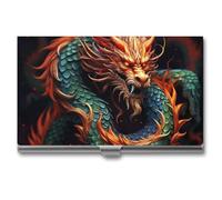 AQRJLPM Chinese Dragon Business Card Holder Business Card Case Pocket Card Holders Metal Slim Name Card Holder Professional Multi Wallet Credit Card ID Case for Men Women, silver, One Size