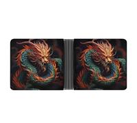 AQRJLPM Chinese Dragon Wallet with Money Clip Leather Bifold Wallet Slim Credit Card Holder Gift for Men