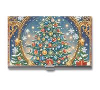 AQRJLPM Christmas Puzzles Business Card Holder Business Card Case Pocket Card Holders Metal Slim Name Card Holder Professional Multi Wallet Credit Card ID Case for Men Women, silver, One Size