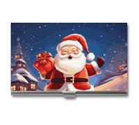 AQRJLPM Christmas Santa Claus Business Card Holder Business Card Case Pocket Card Holders Metal Slim Name Card Holder Professional Multi Wallet Credit Card ID Case for Men Women, silver, One Size