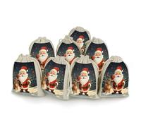 AQRJLPM Christmas Santa Claus Drawstring Pouches Reusable Burlap Soft Sachet Bag Multipurpose Cotton Small Jewelry Pouch for Party Wedding Storage Home Supplies (8 Pcs)