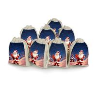 AQRJLPM Christmas Santa Claus Drawstring Pouches Reusable Burlap Soft Sachet Bag Multipurpose Cotton Small Jewelry Pouch for Party Wedding Storage Home Supplies (8 Pcs)