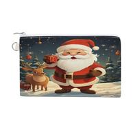 AQRJLPM Christmas Santa Claus Wallet Canvas Slim Lightweight Wallets Durable Zippered Card Holder for Men Women