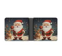 AQRJLPM Christmas Santa Claus Wallet with Money Clip Leather Bifold Wallet Slim Credit Card Holder Gift for Men
