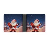 AQRJLPM Christmas Santa Claus Wallet with Money Clip Leather Bifold Wallet Slim Credit Card Holder Gift for Men