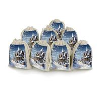 AQRJLPM Christmas Winter Happy Scene Drawstring Pouches Reusable Burlap Soft Sachet Bag Multipurpose Cotton Small Jewelry Pouch for Party Wedding Storage Home Supplies (8 Pcs)
