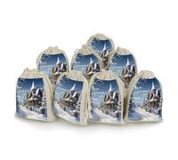 AQRJLPM Christmas Winter Happy Scene Drawstring Pouches Reusable Burlap Soft Sachet Bag Multipurpose Cotton Small Jewelry Pouch for Party Wedding Storage Home Supplies (8 Pcs)