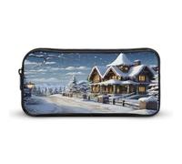 AQRJLPM Christmas Winter Happy Scene Pencil Pouch Big Capacity Simple Marker Pouch Portable Aesthetic Zipper Pencil Case