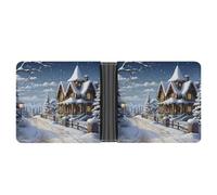 AQRJLPM Christmas Winter Happy Scene Wallet with Money Clip Leather Bifold Wallet Slim Credit Card Holder Gift for Men