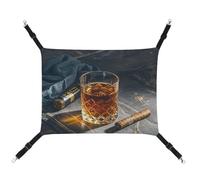 AQRJLPM Cigar & Whiskey Pet Hammock with Adjustable Straps and Metal Hooks Hanging Bed Soft Breathable Sleeping Hammock for Cats,Puppy,Rabbits,Small Animals
