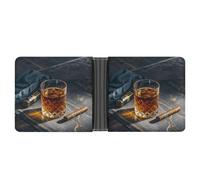AQRJLPM Cigar & Whiskey Wallet with Money Clip Leather Bifold Wallet Slim Credit Card Holder Gift for Men