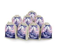 AQRJLPM Clouds over The Castle Drawstring Pouches Reusable Burlap Soft Sachet Bag Multipurpose Cotton Small Jewelry Pouch for Party Wedding Storage Home Supplies (8 Pcs)