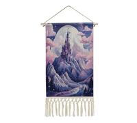 AQRJLPM Clouds over The Castle Wall Artwork Painting with Tassels Long Vertical Wall Tapestry Cotton And Linen Hanging Poster Decoration for Bedroom Living Room Dorm Office