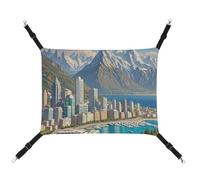 AQRJLPM Coastal Cities Pet Hammock with Adjustable Straps and Metal Hooks Hanging Bed Soft Breathable Sleeping Hammock for Cats,Puppy,Rabbits,Small Animals