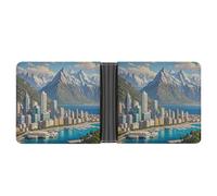 AQRJLPM Coastal Cities Wallet with Money Clip Leather Bifold Wallet Slim Credit Card Holder Gift for Men