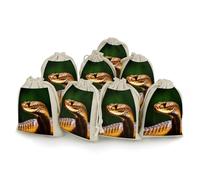 AQRJLPM Cobra Snake Drawstring Pouches Reusable Burlap Soft Sachet Bag Multipurpose Cotton Small Jewelry Pouch for Party Wedding Storage Home Supplies (8 Pcs)