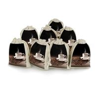 AQRJLPM Coffee Cup And Coffee Beans Drawstring Pouches Reusable Burlap Soft Sachet Bag Multipurpose Cotton Small Jewelry Pouch for Party Wedding Storage Home Supplies (8 Pcs)
