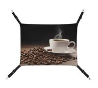 AQRJLPM Coffee Cup and Coffee Beans Pet Hammock with Adjustable Straps and Metal Hooks Hanging Bed Soft Breathable Sleeping Hammock for Cats,Puppy,Rabbits,Small Animals