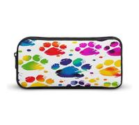 AQRJLPM Colorful Dog Paw Print Pencil Pouch Big Capacity Simple Marker Pouch Portable Aesthetic Zipper Pencil Case