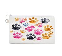 AQRJLPM Colorful Dog Paws Wallet Canvas Slim Lightweight Wallets Durable Zippered Card Holder for Men Women