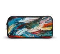 AQRJLPM Colorful Feather Pattern Pencil Pouch Big Capacity Simple Marker Pouch Portable Aesthetic Zipper Pencil Case