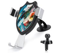 AQRJLPM Colorful Feather Pattern Phone Holder Car Hands-Free Mount Holders for Dashboard Windshield Vent Metal Hook Clip Cell Phone Mount for All Smartphones & Car Models