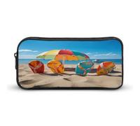 AQRJLPM Colorful Flip Flops Beach Ball Pencil Pouch Big Capacity Simple Marker Pouch Portable Aesthetic Zipper Pencil Case