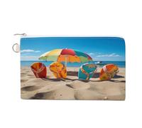 AQRJLPM Colorful Flip Flops Beach Ball Wallet Canvas Slim Lightweight Wallets Durable Zippered Card Holder for Men Women