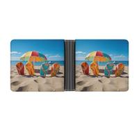 AQRJLPM Colorful Flip Flops Beach Ball Wallet with Money Clip Leather Bifold Wallet Slim Credit Card Holder Gift for Men