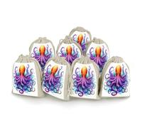 AQRJLPM Colorful Octopus Drawstring Pouches Reusable Burlap Soft Sachet Bag Multipurpose Cotton Small Jewelry Pouch for Party Wedding Storage Home Supplies (8 Pcs)