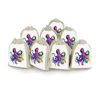 AQRJLPM Colorful Octopus Drawstring Pouches Reusable Burlap Soft Sachet Bag Multipurpose Cotton Small Jewelry Pouch for Party Wedding Storage Home Supplies (8 Pcs)