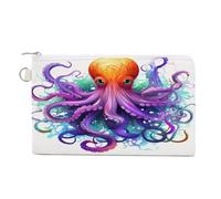 AQRJLPM Colorful Octopus Wallet Canvas Slim Lightweight Wallets Durable Zippered Card Holder for Men Women