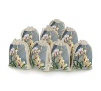 AQRJLPM Colorful Orchids Flower Drawstring Pouches Reusable Burlap Soft Sachet Bag Multipurpose Cotton Small Jewelry Pouch for Party Wedding Storage Home Supplies (8 Pcs)