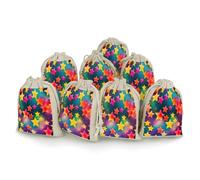 AQRJLPM Colorful Rainbow Stars Drawstring Pouches Reusable Burlap Soft Sachet Bag Multipurpose Cotton Small Jewelry Pouch for Party Wedding Storage Home Supplies (8 Pcs)