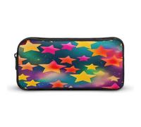 AQRJLPM Colorful Rainbow Stars Pencil Pouch Big Capacity Simple Marker Pouch Portable Aesthetic Zipper Pencil Case