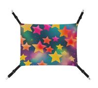 AQRJLPM Colorful Rainbow Stars Pet Hammock with Adjustable Straps and Metal Hooks Hanging Bed Soft Breathable Sleeping Hammock for Cats,Puppy,Rabbits,Small Animals