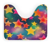 AQRJLPM Colorful Rainbow Stars Toilet Rugs U Shaped Contour Non Slip Quick Dry Super Absorbent Toilet Mats Small Soft Bathroom Rugs for Bathroom Tub and Shower Floor