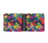 AQRJLPM Colorful Rainbow Stars Wallet with Money Clip Leather Bifold Wallet Slim Credit Card Holder Gift for Men