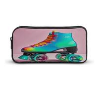 AQRJLPM Colorful Roller Skates Pencil Pouch Big Capacity Simple Marker Pouch Portable Aesthetic Zipper Pencil Case