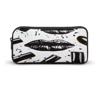 AQRJLPM Cool Black Lipstick Lips Pencil Pouch Big Capacity Simple Marker Pouch Portable Aesthetic Zipper Pencil Case