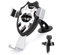 AQRJLPM Cool Black Lipstick Lips Phone Holder Car Hands-Free Mount Holders for Dashboard Windshield Vent Metal Hook Clip Cell Phone Mount for All Smartphones & Car Models