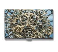 AQRJLPM Cool Steampunk Gears Business Card Holder Business Card Case Pocket Card Holders Metal Slim Name Card Holder Professional Multi Wallet Credit Card ID Case for Men Women, silver, One Size
